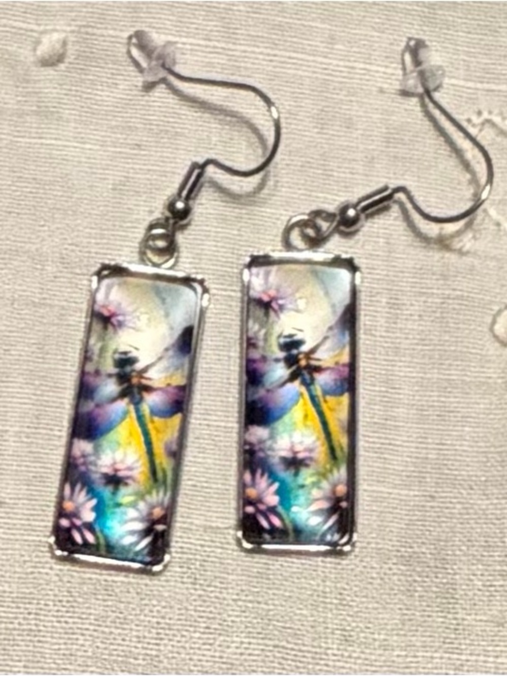 New Silver tone Dragonfly Drop Earrings #196